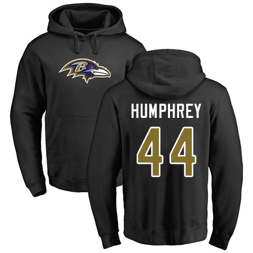 Men Baltimore Ravens Black Marlon Humphrey Name and Number Logo NFL Football #44 Pullover Hoodie Sweatshirt->nfl t-shirts->Sports Accessory